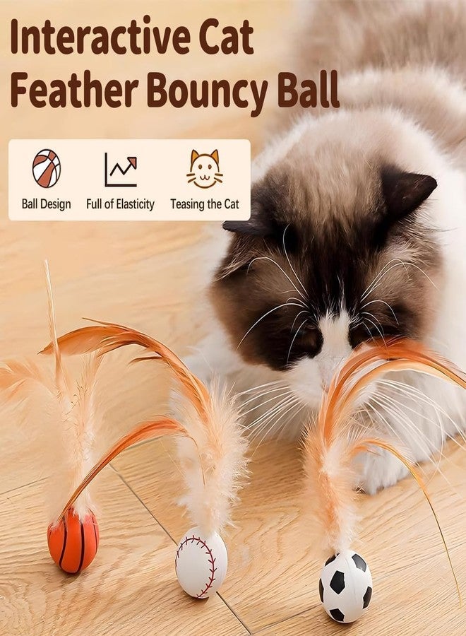 Plexaris Cat Ball, 6PCS Bouncy Ball with Feather for Indoor Cats, Interactive Kitten Toys for Kitten, Small Dog Toy Balls, Pet Toys with Basketball, Baseball, Badminton Designs - Image 4